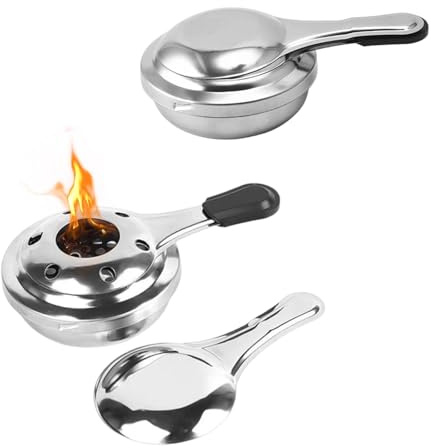 Dulynva 2 Stück Spiritusbrenner Tragbarer Spirituskocher Mini Alkoholkocher Brennpastenbehälter Edelstahl Fondue Brenner Outdoor Kochender Alkoholherd für Backpacking Camping Wandernocher Buffet