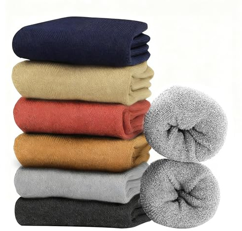 12 Pairs Women Thermal Socks 6 Colors Warm Thick Winter Boot Soft Socks for Ladies Walking and Home Wear Christmas Gifts UK Size 4-8