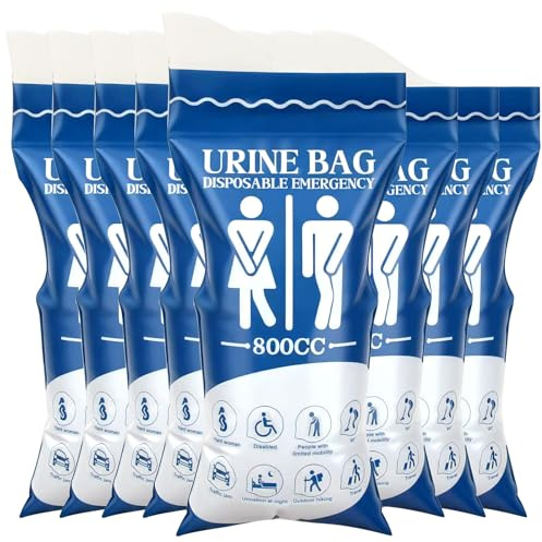 MOSTFUN 8 Pcs Disposable Urine Bags, 800ml Portable Urinal Bags for Travel Outdoor Car Traffic Jam Emergency Vomit Bag, Gel Urine Bag for Men, Women, Children, Patients and Pregnant