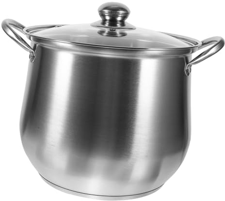 MUELODSIC Pentola in Acciaio con Coperchio capacità Grande con Doppio Manico Fondo Rinforzato per Cucina Efficiente e Resistente Adatta per Zuppe e Cottura Versatile