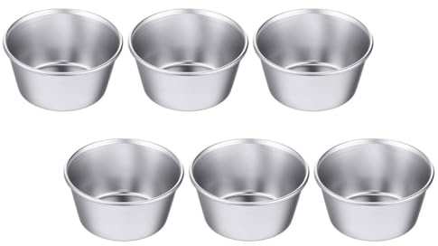 Housoutil 6Pcs Round High-Carbon Steel Non-Stick Muffin Cake Molds Set with Mini Cake Tins for Baking, Multi-Use Tart and Pudding Pans Suitable for Kitchen and Restaurant Use