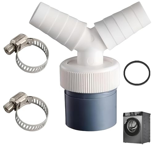 Adaptador en Y Doble para Desagüe de Lavadora y Lavavajillas, Con Conexión de Entrada 18-24 mm y Salida para Tubo de 40 mm, Incluye 2 Abrazaderas para Instalación Segura y Sencilla