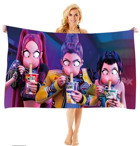UBBY Demon Hunters Strandtuch für Erwachsene Leichtes Schnell Trocknendes Großes Strandtuch, Sandfreies Poolhandtuch Beach Towel für Schwimmen, Sport, Strand, Fitnessstudio (Instantnudeln Essen)