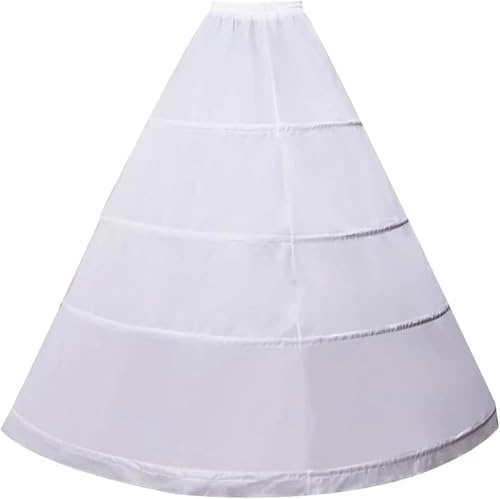Generisch Gonna a maturo, abito da sposa, da donna, 4 cerchi, linea ad A, lunghezza pavimento, sottogonna Crinoline, per matrimonio, abito da ballo bianco