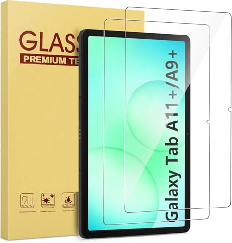 World biz 2 Pack Screen Protector for Galaxy Tab A11 Plus 11 Inch 2025 / Tab A9 Plus 11 Inch 2023, Tempered Glass Premium Film Guard 9H Hardness Anti-Scratch for Tab A11+ / A9+ 5G 11