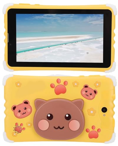 ZJchao Tablet Didattico per Bambini, Tablet Android 7 Pollici Adatto Ai Bambini con Memoria ROM Espandibile 128 GB, Schermo con luminosità Regolabile, Controllo Genitori, Custodia (YELLOW)
