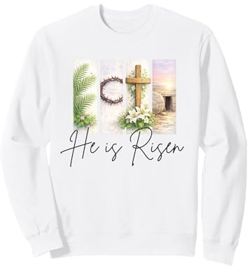 Él es Resucitado Cristiano Pascua Jesucristo Tumba Vacía Cruz Sudadera