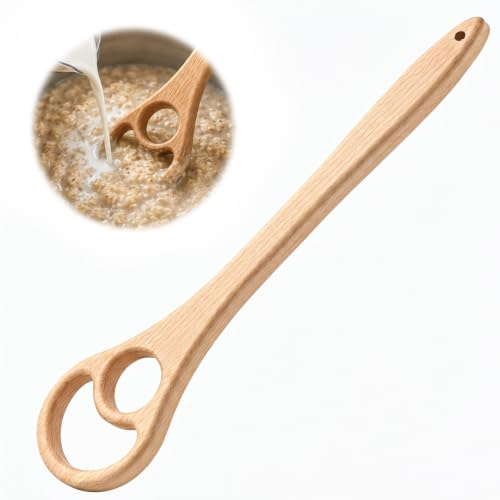Wooden Danish Dough Whisk, 12 Inch Sourdough Bread Whisking Tool | Double Eye Design Bread Dough Mixer for Mixing Egg Pizza Bread Pastry Cake Batter Baking Tools and Supplies
