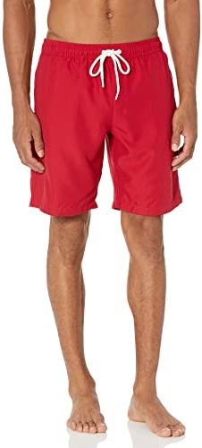 Amazon Essentials Bañador de 23cm con Forro de Malla, Bolsillos y Cierre con Cordón Hombre, Rojo, XL