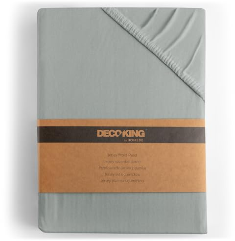 DecoKing Fitted Sheet Small Double 100% Combed Cotton Soft Jersey Bed Sheet 100x200-120x200 cm Steel Amber