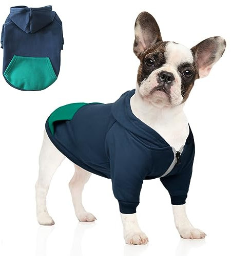 Meiwash Reißverschluss Kapuzen Haustier Kleidung Hund Katze Kleidung niedlichen Haustier Kleidung warme Kapuze französische Bulldogge Pug (XXL-groß, Blau)