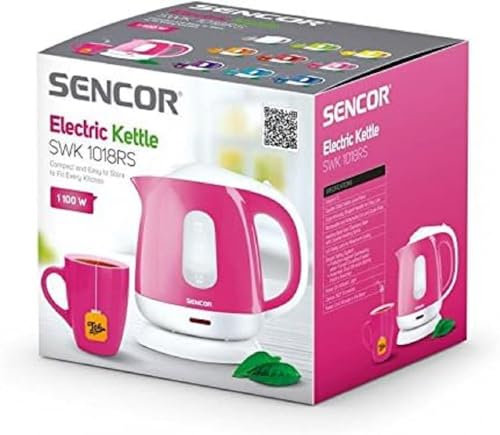 SENCOR SWK 1016YL Bouilloire Électrique Compacte - 1,0 Litre - 1100W - Filtre Anti-Calcaire Amovible Lavable - Blanc / Rose