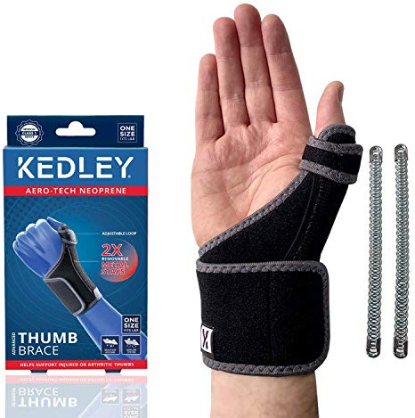 Kedley Thumb & Wrist Support for Right & Left Hand. Neoprene Brace With Two Removable Metal Stays to Adjust the Level of Support for De Quervains Tenosynovitis Splint, Arthritis & Tendonitis.