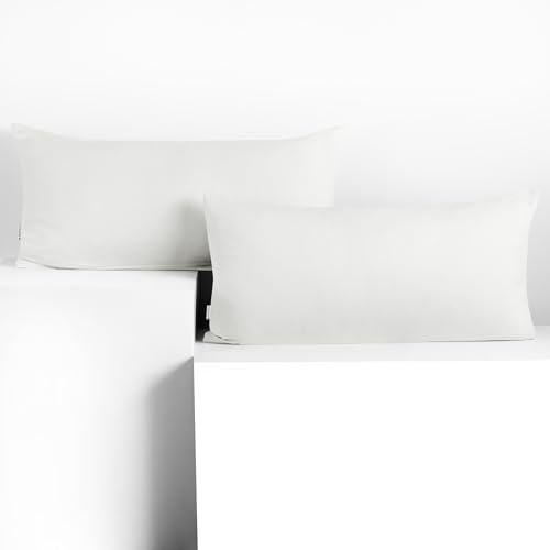 DecoKing 2 Kissenbezüge 40x120 cm Jersey 100% gekämmte Baumwolle Amber | Reißverschluss weiß