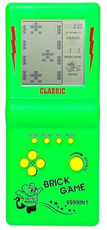 Console di gioco in mattoni a grande schermo da 3,5 pollici gioco di blocchi di costruzione gioco di corse / carri armati 23 giochi classici puzzle nostalgici integrati (Verde)