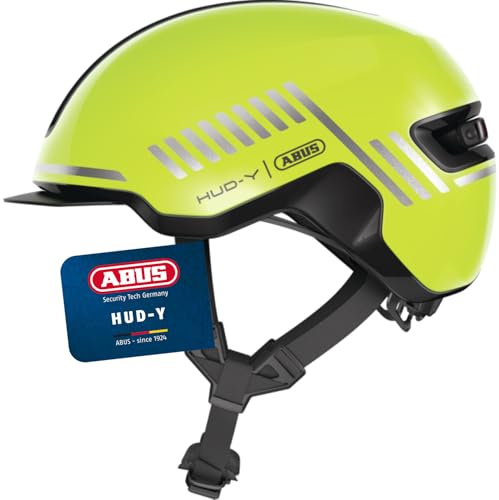 ABUS Urban Helm HUD-Y à LED arrière magnétique Rechargeable & Fermeture magnétique - Casque de vélo Cool pour Usage Quotidien - pour Hommes et Femmes