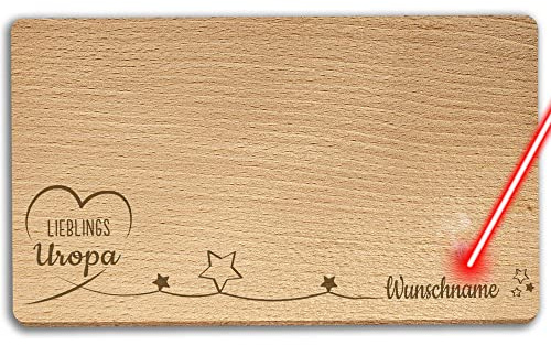 Frühstücksbrett mit Name gravieren - Lieblings-Uropa - Geschenk für den besten Uropa, Weihnachten, Geburtstag - Holzbrett Buche, personalisiert, Lasergravur