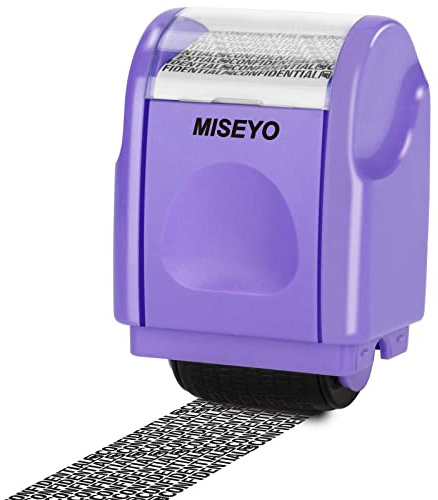 Miseyo Identity Theft Protection Roller Stamps for Data Barcode ID Privacy,Anti-Theft Security Prevention Confidential Roller Stamp Easy for Guard Personal Information Blockout - Purple