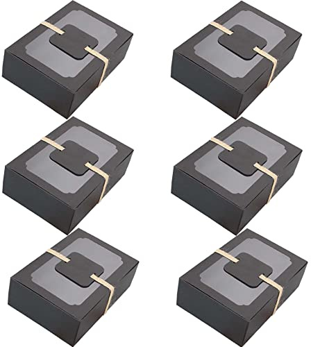 Hunphy 12 Stück schwarze Kraftpapierboxen, Gebäckbox mit Fenster, Schwarze Papierkeksdose, Geschenkboxen aus Karton, Dessertkuchen Gebäckverpackungsbox mit Fenstern, für Dessert, Gebäck, Muffin