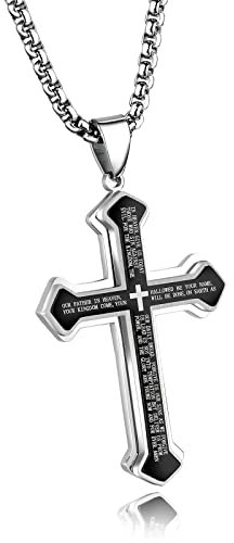 MERTTURM Halskette Kreuz Kette Herren, Großer Schwerer Kreuz Anhänger, Herrenkette Edelstahl 60cm/4mm Breite, Ideal für Rapper Biker Punkrock Teenager Herren Jungs