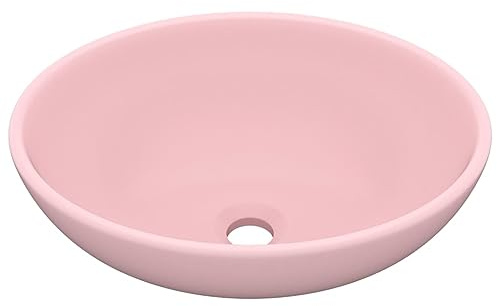 vidaXL Lavabo de lujo ovalado cerámica rosa mate 40x33 cm