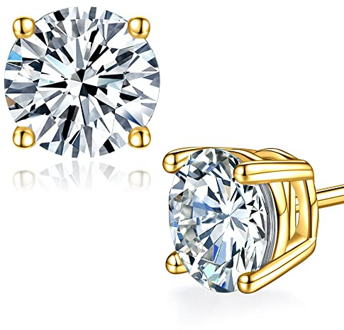 Moissanit-Ohrstecker, im Labor hergestellt, 18 Karat Weißgold, 925er Sterlingsilber, Schmuck, Geschenke für Damen und Herren
