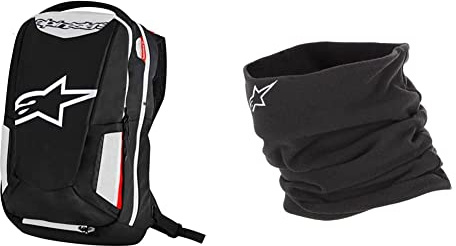 Alpinestars 2801-1259 Motorrad-Rucksack City Hunter Schuh für Unisex/Erwachsene, Schwarz/Weiß & Halswärmer Schwarz