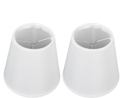 Set von 2-Clip-Lampenschirmen für Kerze Kristall Kronleuchter, Clip On Lampenschirm Kleine Lampenschirm Clip auf Birne Lampenschirme Tischlampenschirm Home (weiß), 9.2x14.2x13cm