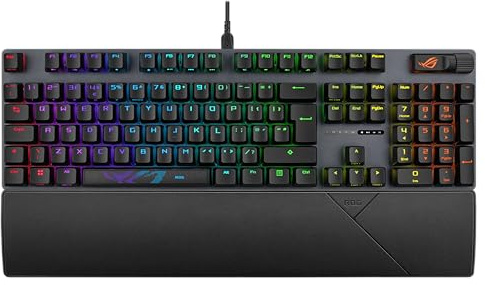 ASUS ROG Strix Scope II – Mechanische Tastatur, ROG NX Snow Switches, Tastaturtasten aus ABS, multifunktionale Bedienelemente und Handgelenkauflage, AZERTY