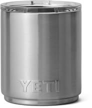 YETI Rambler Lowball, vakuumisolierter Edelstahl-Lowball mit MagSlider-Deckel, Edelstahl, 296 ml