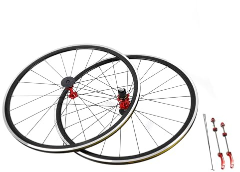 700C Road Bicycle Wheel Front Rear Wheel Set, Double Wall Aluminium Alloy Rim C/V Brake Clincher Fit for 7/8/ 9/10/ 11/12 Speed HG Shimano Altus Wheels (Front 20 Rear 24)