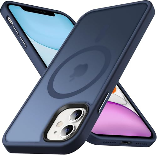 Anqrp Matt Kada Serie für iPhone 11 Hülle dünn [Kompatibel mit MagSafe] Magnetisch Transluzente Schutzhülle Stoßfest Kratzfest Handyhülle für iPhone 11 Case, Dunkelblau