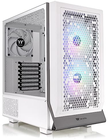 Thermaltake Ceres 300 Snow Edition Mid Tower E-ATX case per computer con pannello laterale in vetro temperato; 2 ventole ARGB CT140 preinstallate; slot PCIe rotazionali; CA-1Y2-00M6WN-00; 3 anni di