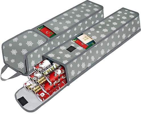 2x Aufbewahrungstasche für Geschenkpapier, Wasserdicht, Schwerlast Reißfest 600D Oxford Gewebe Weihnachtspapier Geschenkpapier Aufbewahrung Organizer Tasche (74x14cm)