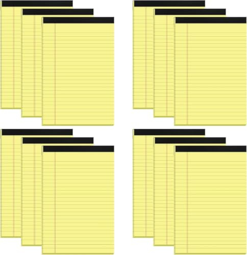 PINJINGPRO Kleine Gelbe Notizblöcke, 12, College-Notizblöcke Mit Perforierten Seiten Und Doppelseitigem Druck, Ideal Für Arbeit, Studium, / Schreibblöcke 7 X 20, 3 Cm, 80 G, Cm