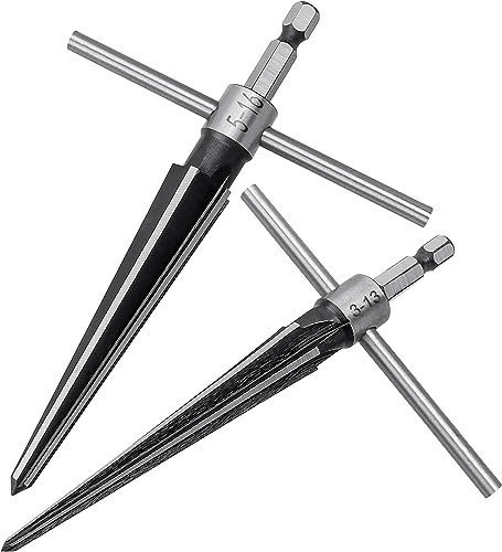 Treki 2pcs Alésoir Conique à Main en Forme de T Alésoir à Main Conique en Acier au Carbone Alésoir à Main avec Tige Hexagonale 3-13mm 5-16mm Alésoir Hexagonal à Trou de Broche de Pont Chanfreinage