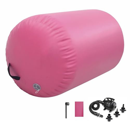 Air Roller Gymnastics Barrel Tumbling Mat Inflatable 60/75/90 CM Air Spot Tumble Track Mat Backbend Trainer with Air Pump for Training/Yoga/Backflip/Home Use