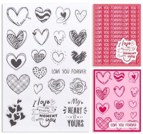 GLOBLELAND Herz Liebe Klare Stempel Für Karten Machen Valentinstag Hintergrund Silikon Klare Stempelsiegel Transparente Stempel Für DIY Scrapbooking Fotoalbum Tagebuch Heimdekoration