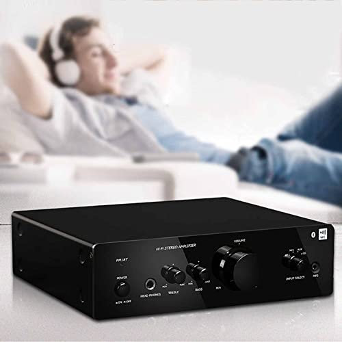NVYAZJ Amplificatore Bluetooth NFC, Ricevitore Stereo Hi-Fi con Jack MP3 da 3,5 mm e Jack per Cuffie da 6,5 mm, Controllo Alti e Bassi, Amplificatore di Potenza di Classe Mini Integrato