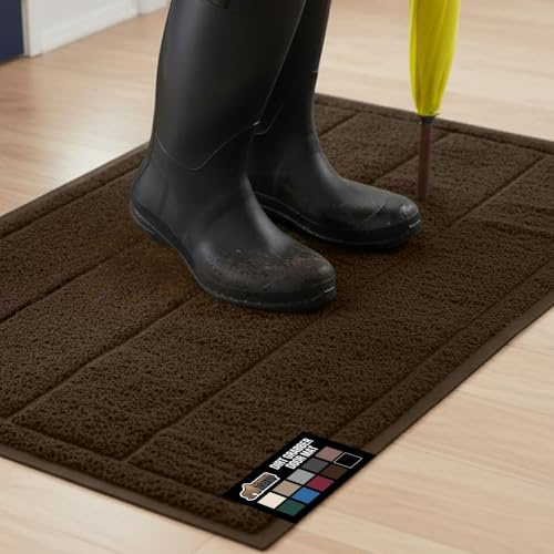 GORILLA GRIP Dirt Grabber Outdoor Door Mat, 47x35, Durable Mesh Weave Dirt Trapper Doormat for Outside Entrance, High Traffic Mud Scraper, Low Profile Entryway Rug, Heavy Duty Welcome Mat, Brown