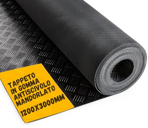Jimmy Gum - Tapis en Caoutchouc antidérapant Amande 1,2 x 3 m - Tapis pour foires, expositions, entrepôts et garages - Tapis de Sol en Caoutchouc antidérapant - Tapis en Caoutchouc au mètre