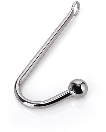Naughty Drawer - BDSM Anal Hook, Metal Anal Hook with Metal Ball, Anal Sex Toys, Stainless Steel Anal Hook, Fetish Bondage Hook, Anal Hook Butt Plug, Anal Beads, Use Bondage Rope as Restraint, Shibari