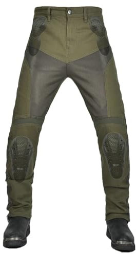 QIYUANT Motorradhose Damen Sommer Motorrad Jeans Atmungsaktiv Reiten Schutzhose Denim Reißfester Stretch Vintage Jeanshose mit Abnehmbar Verbesserter Rüstung Protektoren (Grün, XXS)