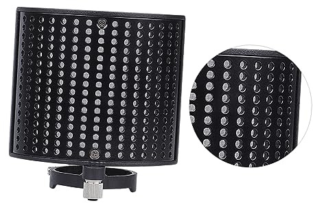 U Shape Noise Proof Screen Recording Microphone Isolation Shield | Black Steel and Abs Build, Double-layer Filter with Multiple Holes Panel, for Computer Recording Production and Control Room