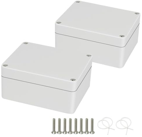 2Pcs ABS Junction Box IP66 Waterproof PVC Plastic Outdoo Electrical Junction Electronics Electrical Project Boxes Enclosure Cases Enclosure Terminal Box for Cables(White/100 x 68 x 50mm)