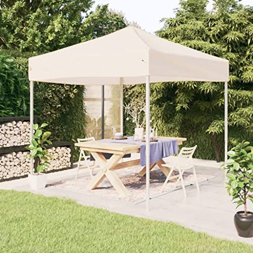 Gecheer Tienda para fiestas plegable, color crema, 3 x 3 m, cenador de exterior, toldo, pérgola con tela, pabellón de jardín, carpa para fiestas, cenador para barbacoa, A93515
