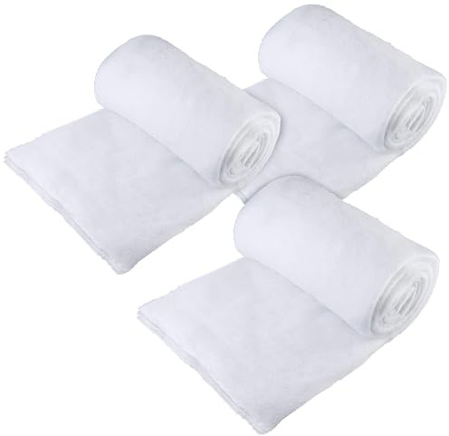 stargo 3 Pack Fake Snow Blanket Roll for Christmas Village Displays, Christmas Tree Deocration - Thick White Soft Fluffy Faux Snow Backdrop Artificial Snow Blanket Cover (Each Roll 2.6 x 7.8ft)