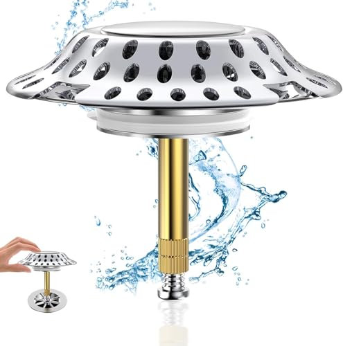Universal Badewannenstöpsel, SHUY ⌀ 7,2 cm Stöpsel für Badewanne [Chrom] mit Doppel Dichtung Filtrierung Gestaltung