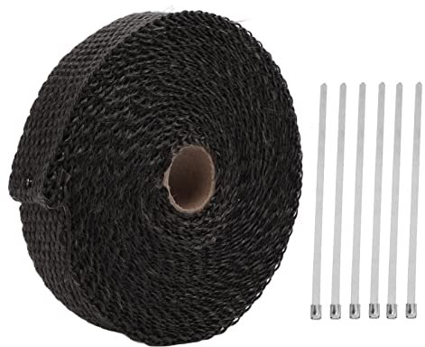 Auspuff-Wärmeband, schwarzes Glasfaser-Auspuffkrümmerrohr, Motorrad-Auspuffband, Wärmeschutz für Motorrad-Hitzeschild-Isolierband