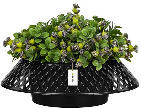 botle Ciotola per cimitero, rotonda, diametro 23 cm, in plastica, con grafite, decorazione traforata, per fiori vivi e artificiali